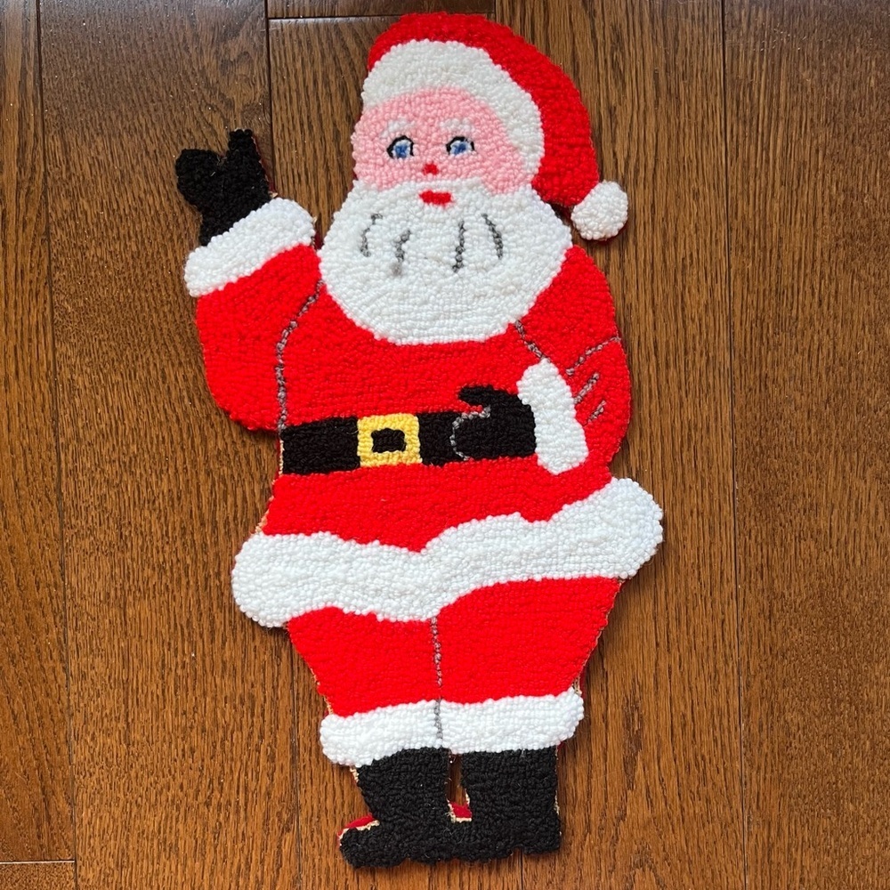 Punch Needle Santa Claus Christmas Embroidery Latch Hook Vintage Wall Hanging​​